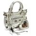 BALENCIAGA - Neo Cagole Mini Metallized Silver Leather Handbag