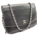 CHANEL Sevruga Wallet On Chain - Black Leather Silver Hardware Crossbody WOC