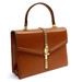 GUCCI Sylvie 1969 Brown Leather Top Handle Bag w/ Chain Detail & Box
