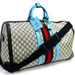 GUCCI Savoy Large Duffle 724612 525040 GG Supreme Canvas Navy/Baby Blue Trim