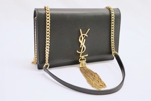 SAINT LAURENT - Small Black Leather KATE Tassel Crossbody Bag