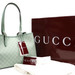 GUCCI GG Emblem Medium Tote Bag Sage Green Canvas NWT w/ Box & Dustbag