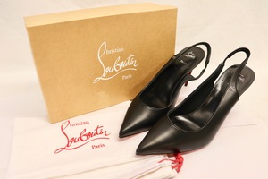 Christian Louboutin Sporty Kate Sling 85 Black Leather Heels Sz 41 / 11 Unworn