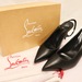 Christian Louboutin Sporty Kate Sling 85 Black Leather Heels Sz 41 / 11 Unworn