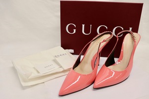 GUCCI Nappa Charlotte Slingback Pumps Bubble Gum Pink Sz 41 / 11 Unworn Box