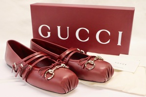 GUCCI Rosso Ancora Nappa Leather Ballet Flats Sz 40 / 9.5 - Unworn w/Box