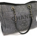 CHANEL Deauville MM Straw Tote Navy Blue - Very Good, Authentic