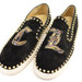 Christian Louboutin Pik Boat CL Initials Spiked Suede Slip-Ons 41.5 Black