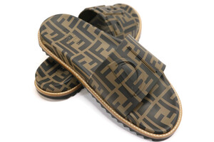 FENDI FF Zucca Sandalo TPU Maya Nero Slides Sandals EU 8 / US 9 w/ Box Dustbag