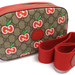 GUCCI Apple Monogram Camera Crossbody 9.5" x 6" Red Web Strap Gold HW COA