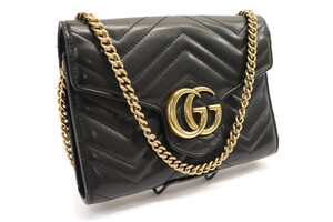 GUCCI GG Matelasse Mini WOC Wallet On Chain - Black Leather Gold HW Crossbody