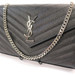 YSL Black Chevron Grained Leather Wallet on Chain Flap Bag - Mint Condition
