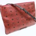 MCM Medium Visetos Metallic Red Crossbody Pouch Bag Silver HW Rare