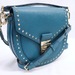 MCM Patricia Small Teal Studded Leather Saddle Crossbody Bag w/ Strap